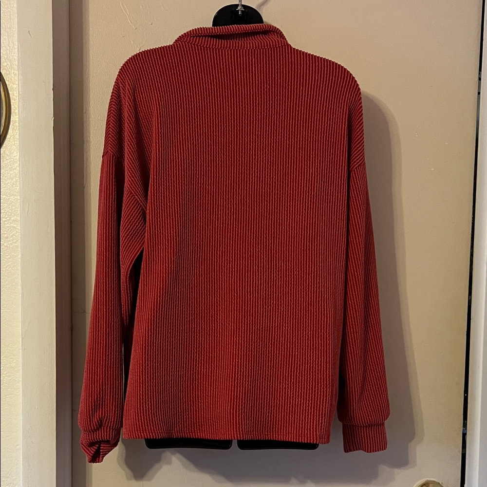 BKE Red Ribbed Knit Top - Picture 3 of 5